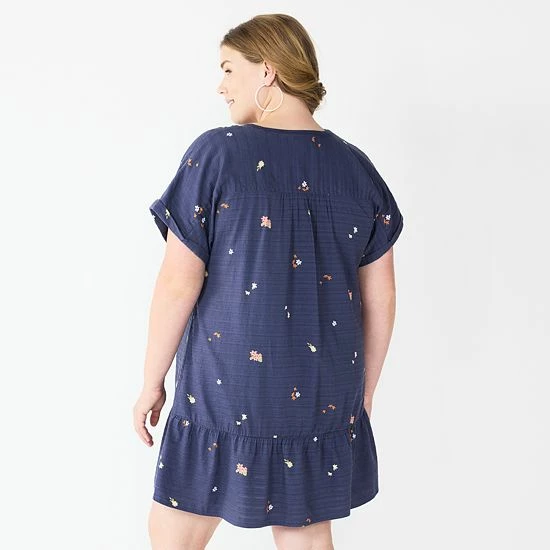 Women's Sonoma Goods For Life® Button Front Tunic Dress Dusty Blue 4 Women's Sonoma Goods For Life® Button Front Tunic Dress Dusty Blue - Image 2