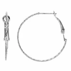 Sonoma Goods For Life™ Silver Tone Thin Hammered Nickel Free Hoop Earrings