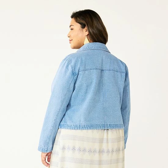 Plus Size Sonoma Goods For Life® X Lauren Lane Denim Jacket White Wash 4 Plus Size Sonoma Goods For Life® X Lauren Lane Denim Jacket White Wash - Image 2