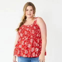 Plus Size Sonoma Goods For Life® Smocked-Bodice Camisole Blue Star Dye -Sonoma Goods For Life shop unnamed file 11813