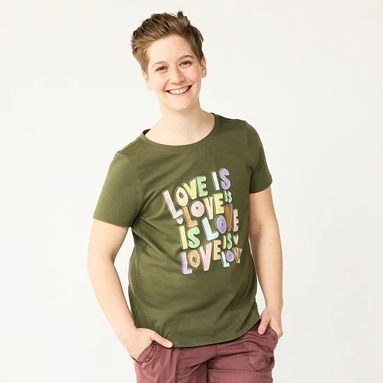 Women's Sonoma Goods For Life® Pride Graphic Tee Olive Love Is Love 6 Women's Sonoma Goods For Life® Pride Graphic Tee Olive Love Is Love - Image 4