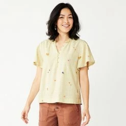 Petite Sonoma Goods For Life® Flutter Short Sleeve Top Cream Floral -Sonoma Goods For Life shop unnamed file 11951