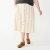 Plus Size Sonoma Goods For Life® Vented Button-Front Midi Skirt Grey Floral