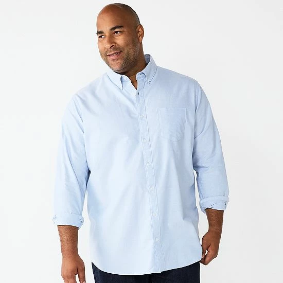 Big & Tall Sonoma Goods For Life® Perfect Length Button-Down Shirt Diamond Navy 3 Big & Tall Sonoma Goods For Life® Perfect Length Button-Down Shirt Diamond Navy