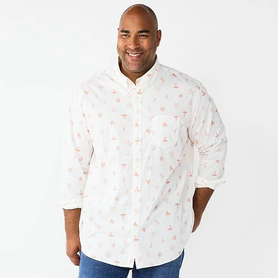 Big & Tall Sonoma Goods For Life® Perfect Length Button-Down Shirt Diamond Navy 8 Big & Tall Sonoma Goods For Life® Perfect Length Button-Down Shirt Diamond Navy - Image 6