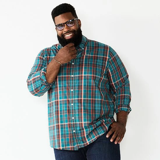 Big & Tall Sonoma Goods For Life® Perfect Length Button-Down Shirt Diamond Navy 9 Big & Tall Sonoma Goods For Life® Perfect Length Button-Down Shirt Diamond Navy - Image 7