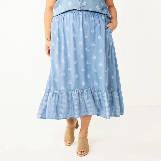 Plus Size Sonoma Goods For Life® Pull-On Tiered Skirt Eastwood Floral Print 6 Plus Size Sonoma Goods For Life® Pull-On Tiered Skirt Eastwood Floral Print - Image 4