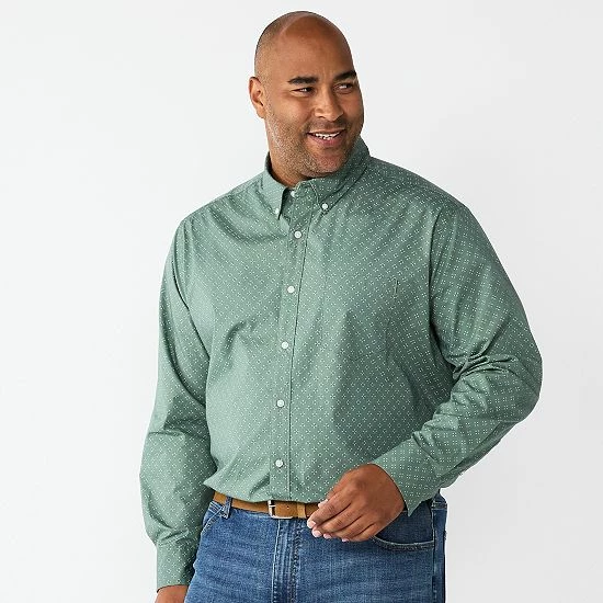Big & Tall Sonoma Goods For Life® Perfect Length Button-Down Shirt Diamond Navy 10 Big & Tall Sonoma Goods For Life® Perfect Length Button-Down Shirt Diamond Navy - Image 8