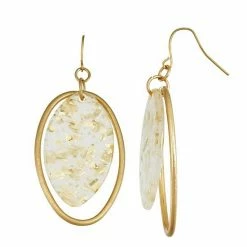 Sonoma Goods For Life® Open Oval & Acetate Oval Layered Drop Earrings White