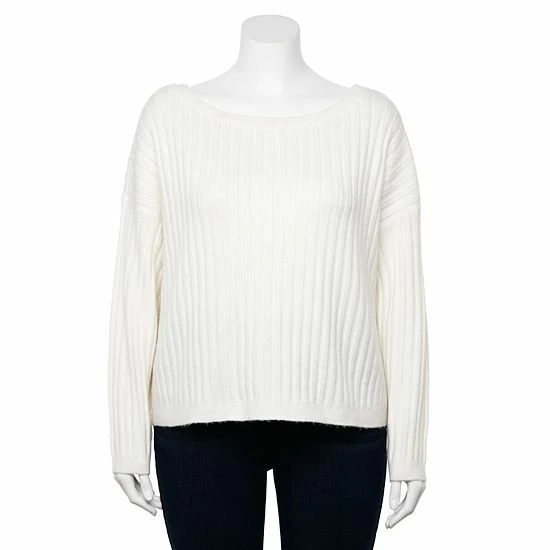 Plus Size Sonoma Goods For Life® X Lauren Lane Rib Drop Shoulder Sweater Ivory 3 Plus Size Sonoma Goods For Life® X Lauren Lane Rib Drop Shoulder Sweater Ivory