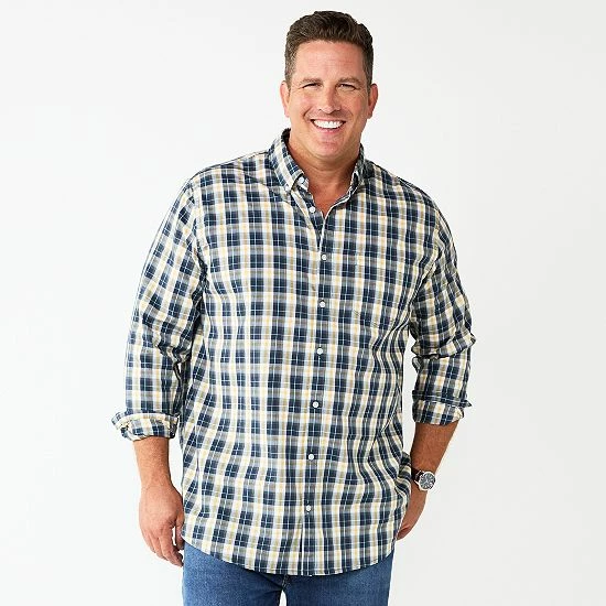 Big & Tall Sonoma Goods For Life® Perfect Length Button-Down Shirt Diamond Navy 17 Big & Tall Sonoma Goods For Life® Perfect Length Button-Down Shirt Diamond Navy - Image 15