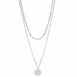 Sonoma Goods For Life® Silver Tone 2 Row High Low Radial Texture Pendant Necklace
