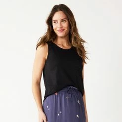 Petite Sonoma Goods For Life® High-Neck Pocket Tank Black -Sonoma Goods For Life shop unnamed file 12256
