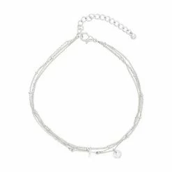 Sonoma Goods For Life® Silver Tone Three-Row Chain & Cross Anklet