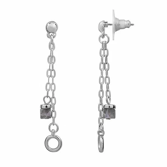Sonoma Goods For Life® Silver Tone Nickel Free Semi-Precious Chain Drop Earrings 3 Sonoma Goods For Life® Silver Tone Nickel Free Semi-Precious Chain Drop Earrings