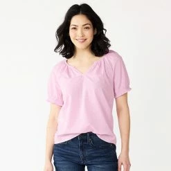 Petite Sonoma Goods For Life® V-Neck Shirred Top Daydream Purple