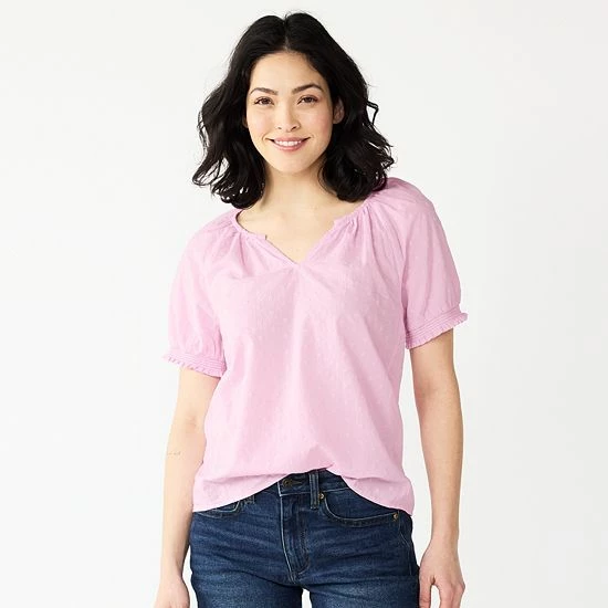 Petite Sonoma Goods For Life® V-Neck Shirred Top Daydream Purple 4 Petite Sonoma Goods For Life® V-Neck Shirred Top Daydream Purple - Image 2