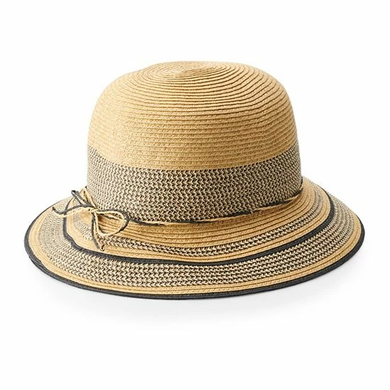 Women's Sonoma Goods For Life® Inset Two-Tone Cloche Hat Tan Black 5 Women's Sonoma Goods For Life® Inset Two-Tone Cloche Hat Tan Black - Image 3