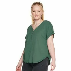 Plus Size Sonoma Goods For Life® Dolman Short Sleeve Button Front Top Marsala Flower -Sonoma Goods For Life shop unnamed file 12397