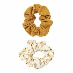 Women's Sonoma Goods For Life® Yellow Knit & Floral Scrunchie 2 Pack Set