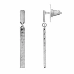Sonoma Goods For Life® Silver Tone Nickel Free Hammered Bar Drop Earrings