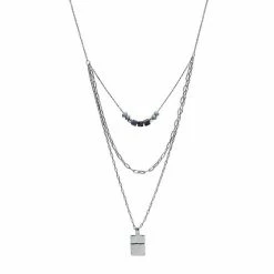 Sonoma Goods For Life® Silver Tone Nickel Free Semi-Precious Hammered Multi-Row Necklace