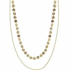 Sonoma Goods For Life® Gold Tone 2 Row Radial Textured Coin Necklace