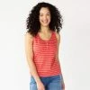 Women's Sonoma Goods For Life® Striped Henley Tank Top Purple Brown Stripe