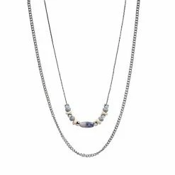 Sonoma Goods For Life® Silver Tone Nickel Free Semi-Precious Beaded 2 Row Necklace