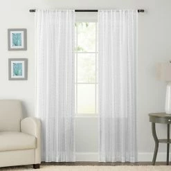 Sonoma Goods For Life® Recycled Polyester Woven Slub Sheer Window Curtain White