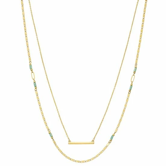 Sonoma Goods For Life® Recycled Layered Station Necklace Gold Tone 3 Sonoma Goods For Life® Recycled Layered Station Necklace Gold Tone