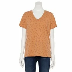 Women's Sonoma Goods For Life® Everyday V-Neck Tee Orange Brown Floral