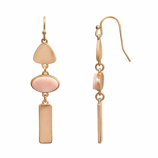 Sonoma Goods For Life® Gold Tone Rose Quartz Geometric Linear Earrings 3 Sonoma Goods For Life® Gold Tone Rose Quartz Geometric Linear Earrings