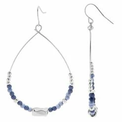 Sonoma Goods For Life® Blue Beads & Casted Accent Teardrop Earrings
