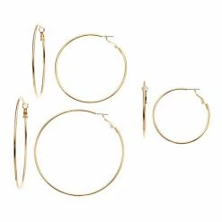 Sonoma Goods For Life™ Graduated Nickel Free Hoop Earring Set Rose Gold Tone