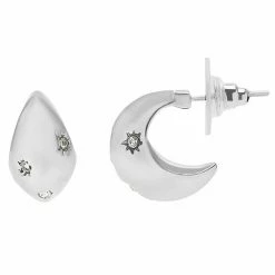 Sonoma Goods For Life® Pave Accent Mini Chubby Celestial Hoop Earrings