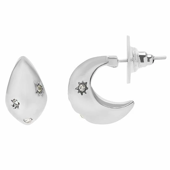 Sonoma Goods For Life® Pave Accent Mini Chubby Celestial Hoop Earrings 3 Sonoma Goods For Life® Pave Accent Mini Chubby Celestial Hoop Earrings