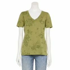 Women's Sonoma Goods For Life® Everyday V-Neck Tee Orange Brown Floral -Sonoma Goods For Life shop unnamed file 1273