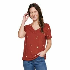 Women's Sonoma Goods For Life® Everyday V-Neck Tee Orange Brown Floral -Sonoma Goods For Life shop unnamed file 1277