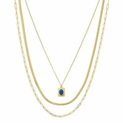 Sonoma Goods For Life® Recycled Layered Simulated Lapis Pendant Necklace Silver Tone