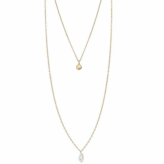 Sonoma Goods For Life® 2 Row Hammered Disc & Pearl Pendant Necklace 3 Sonoma Goods For Life® 2 Row Hammered Disc & Pearl Pendant Necklace