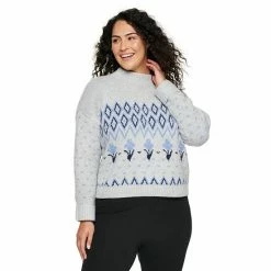 Plus Size Sonoma Goods For Life® X Lauren Lane Fairisle Sweater & Socks Set Gray Fairisle -Sonoma Goods For Life shop unnamed file 12942