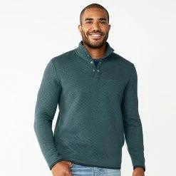 Men's Sonoma Goods For Life® Quilted Quarter-Snap Fleece Turquoise -Sonoma Goods For Life shop unnamed file 1299