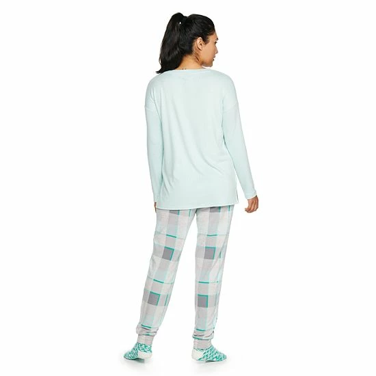 Women's Sonoma Goods For Life® 3-pc. Long Sleeve Pajama Top, Pajama Pants & Socks Set Green Soft Camo 4 Women's Sonoma Goods For Life® 3-pc. Long Sleeve Pajama Top, Pajama Pants & Socks Set Green Soft Camo - Image 2