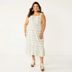 Plus Size Sonoma Goods For Life® Button-Front Flounce Dress