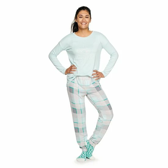 Women's Sonoma Goods For Life® 3-pc. Long Sleeve Pajama Top, Pajama Pants & Socks Set Green Soft Camo 5 Women's Sonoma Goods For Life® 3-pc. Long Sleeve Pajama Top, Pajama Pants & Socks Set Green Soft Camo - Image 3