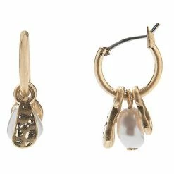 Sonoma Goods For Life® Organic Metal & Pearl Charms Hoop Earrings