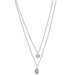 Sonoma Goods For Life® 2 Row Rhod Textured Coin & Teardrop Pendants Necklace