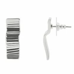 Sonoma Goods For Life® Rhod Wavy Textured Bar Drop Earrings