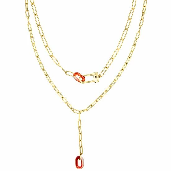 Sonoma Goods For Life® Gold Tone Red Resin Two-Row Link Necklace 3 Sonoma Goods For Life® Gold Tone Red Resin Two-Row Link Necklace